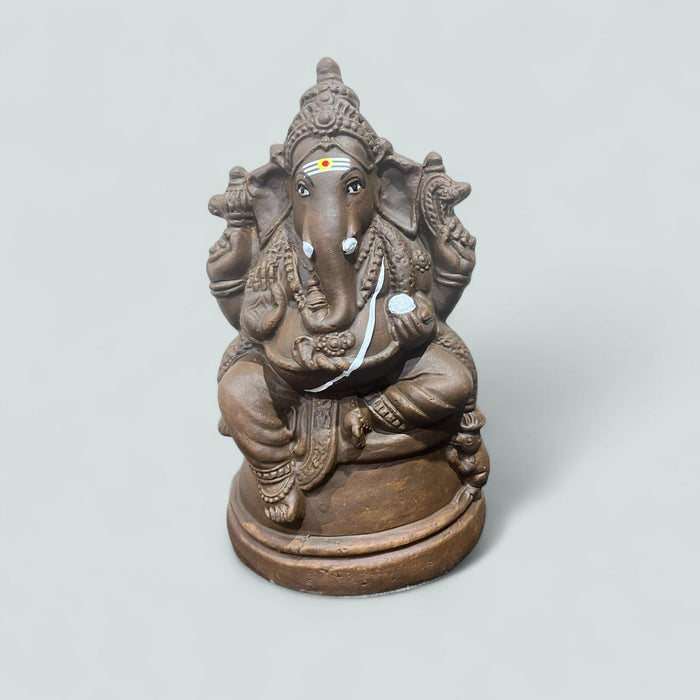 Eco Friendly Ganapati Right (Valampuri) trunk - 15 x 8 Inches | Clay Ganesha Idol/ Ganesh Chaturthi Decoration