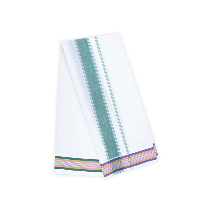 Veshti - 9 x 5 Inch | Seer Border Dhoti for Men/ Half White Colour Panchakajam