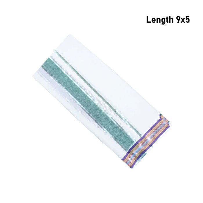 Veshti - 9 x 5 Inch | Seer Border Dhoti for Men/ Half White Colour Panchakajam