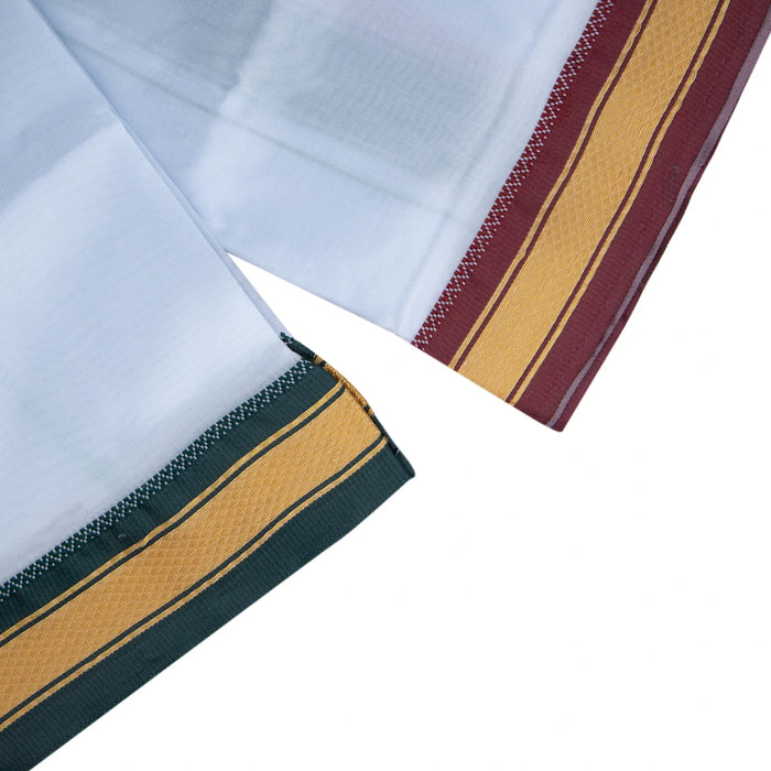 Angavastra - 4 Yards | Asha Pattu Kan Design Towel/ Kasavu Shawl/ Melmundu/ Uthareeyam for Men/ Assorted Colour