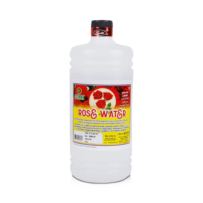 Giri Rose Water - 1 Ltr | Panneer/ Gulab Water/ Gulab Jal For Pooja Fragrance