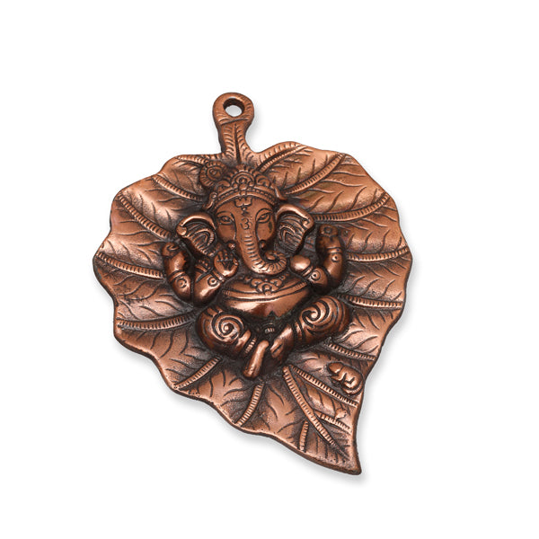 Leaf Ganesh Wall Hanging - 9 Inches | Aluminium Material | Ganapati Door Hanging for Home | 220 Gms Approx