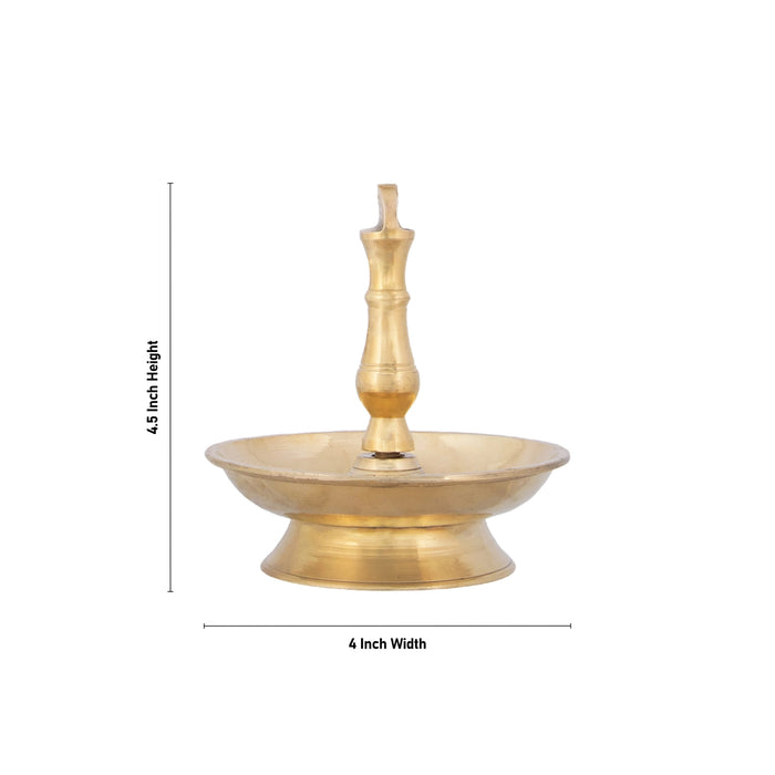 Hanging Lamp With Chain - 4.5 x 4 Inches | Latkhan Brass Vilakku/ Thooku Vilakku for Pooja