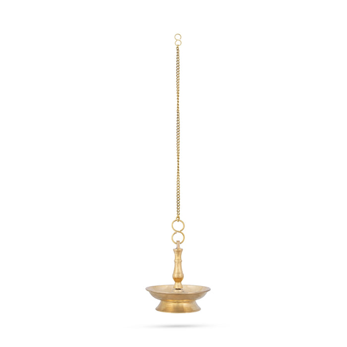 Hanging Lamp With Chain - 4.5 x 4 Inches | Thooku Vilakku/ Latkhan Brass Vilakku for Pooja