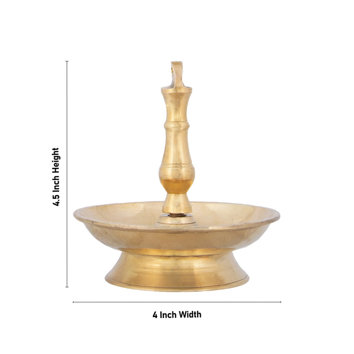 Hanging Lamp With Chain - 4.5 x 4 Inches | Thooku Vilakku/ Latkhan Brass Vilakku for Pooja