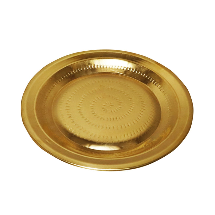 Brass Plate - 12 Inches | Pooja Plate/ Thali Plate for Home/ 360 Gms Approx