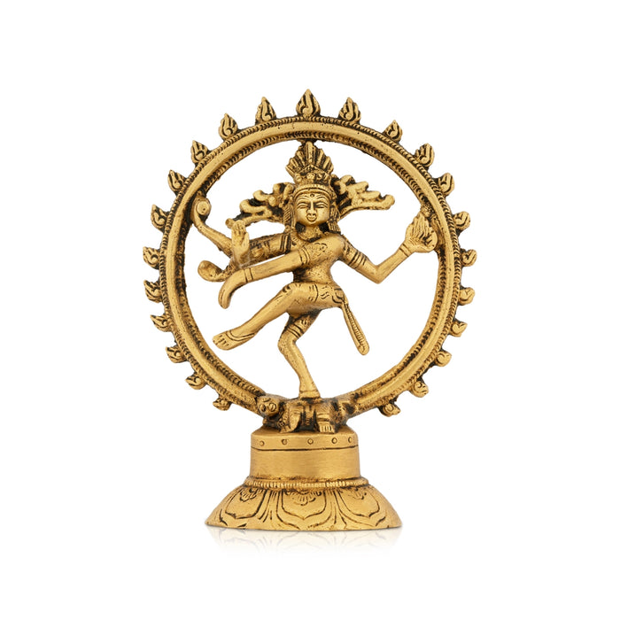 Natraj Murti With Base - 5.5 x 4 Inches | Antique Brass Idol/ Natraj Statue for Pooja