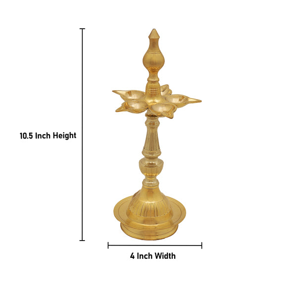 Kerala Vilakku - 10.5 Inches | Brass Lamp/ Pancha Mukhi Kalash Deep/ Lamp for Pooja/ 500 Gms Approx