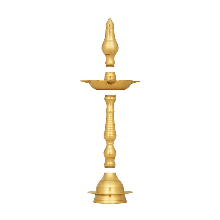 5 Face Kerala Vilakku - 13 x 4.75 Inches | Brass Kerala Kuthu Vilakku/ Kerala Deepam for Pooja
