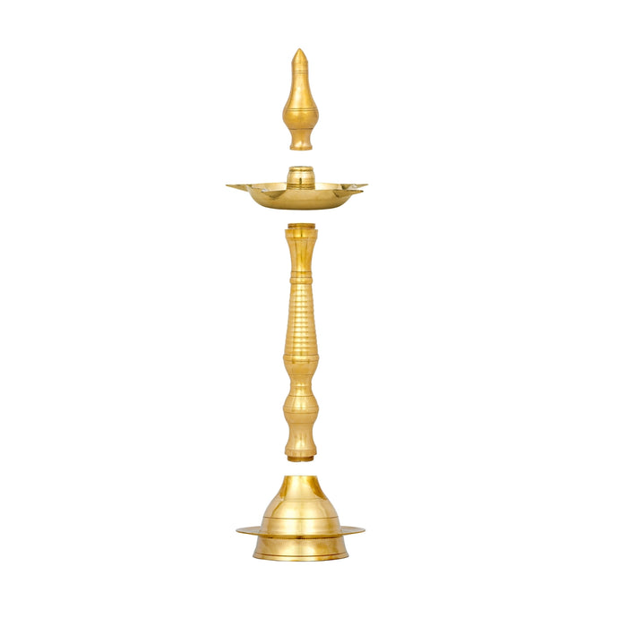 5 Face Kerala Vilakku - 16 x 5 Inches | Brass Kerala Kuthu Vilakku/ Kerala Deepam for Pooja
