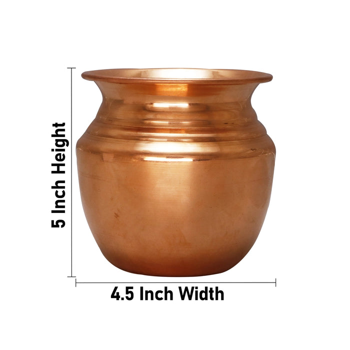 Copper Lota - 5 x 4.5 Inches | Copper Chombu/ Pooja Pot/ Kalash for Home