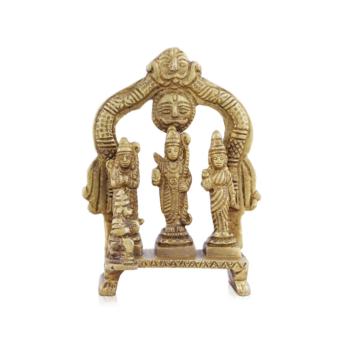 Ram Darbar Idol with Arch - 4 x 3 Inches | Sita/ Lakshman/ Antique Brass Idol/ Ramar for Pooja/ 260 Gms Approx