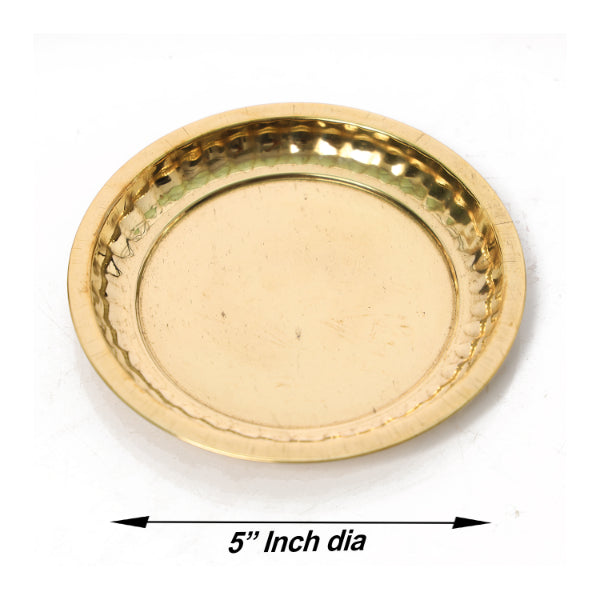 Brass Plate - 6 Inch | Nakshee Tapku/ Puja Thali for Home Decor/ Sargam Design/ 30 Grams