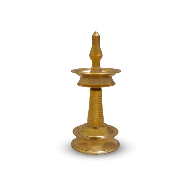 Brass Kerala Lamp - 8.5 x 3.5 Inches | Brass Kuthuvilakku/ Kerala Deepam for Pooja