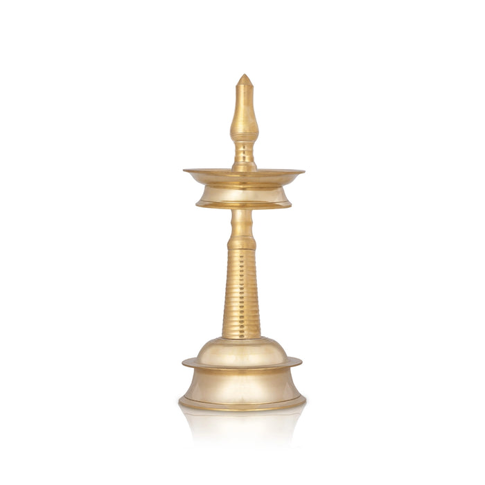 Brass Kerala Lamp - 10 x 4 Inches | Brass Kuthuvilakku/ Kerala Deepam for Pooja