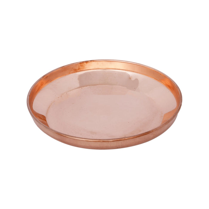 Copper Plate - 1.5 x 9 Inches | Thali Plate/ Hariwana Design Pooja Plate for Home
