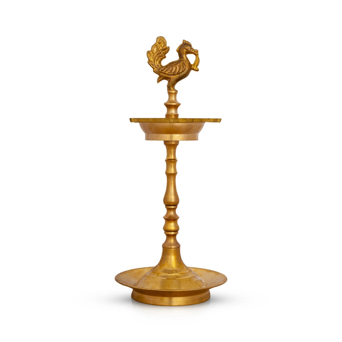 Kuthu Vilakku - 10.5 X 4 Inches | Annam Design Brass Lamp/ 5 Face Vilakku/ Deepam For Pooja And Lighting