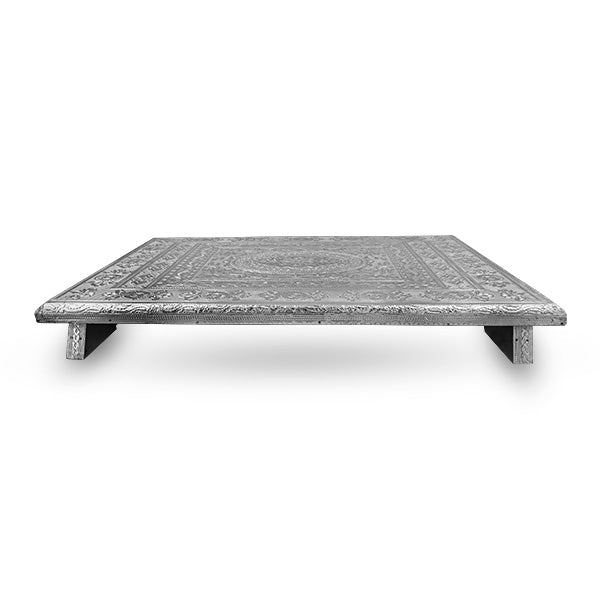 Silver/ Gold Patla - 2.5 x 15 x 21 Inches | Bajot/ Pooja Asan/ Manaikatti/ Sitting Table for Home