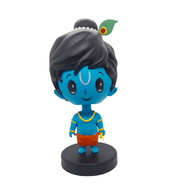 Bobble Head Krishna Statue - 6 x 3 Inches | Bobble Head Statue for Car Decor