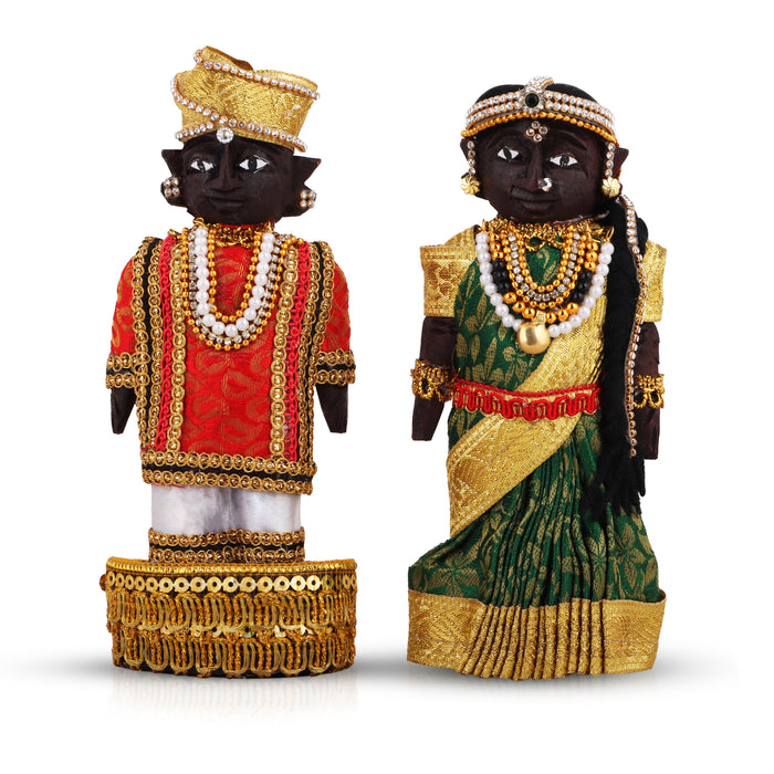 Marapachi Bommai Pair - 6 x 2.75 Inches | Kolu Bommai/ Marapachi Doll/ Decorative Doll/ Wood Sculpture for Home