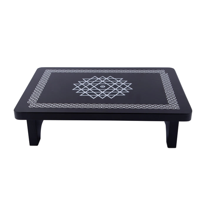 Manai Palagai - 3 x 14 x 10 Inches | Wooden Mata Ki Chowki/ Wooden Patla/ Rangoli Design Bajot for Pooja