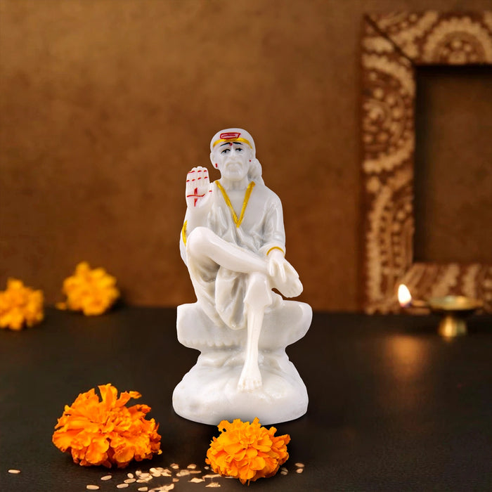 Sai Baba Statue - 5 Inches | Resin Statue/ Sai Baba Idol for Pooja