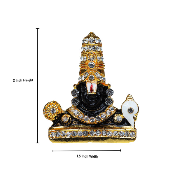 Balaji Stand - 2 Inch | for Car & Home Decor/ Gifts/ White Stone with Multi Colour