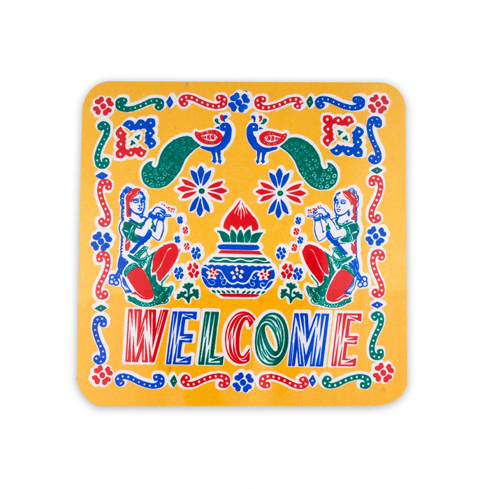 Kolam Sticker - 7 x 7 Inches | 4 Pcs/ Rangoli Sticker for Puja Room Decor/ Assorted Design & Colour