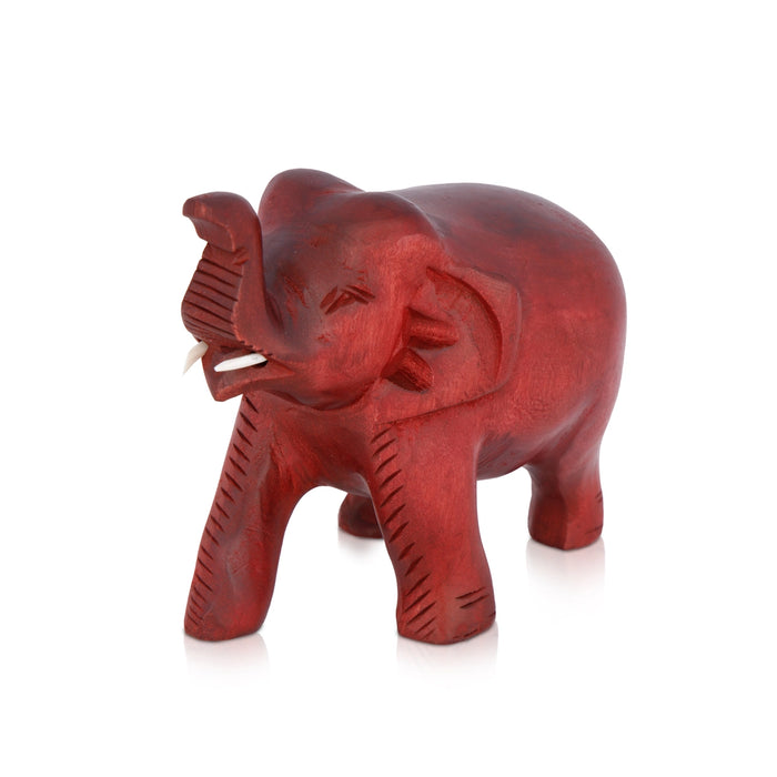 Elephant Statue - 3 x 4 Inches | Wooden Statue/ Colour Elephant Figurine/ Elephant Sculpture for Home