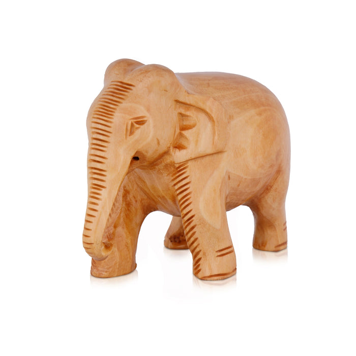 Elephant Statue - 3 x 4 Inches | Wooden Statue/ Colour Elephant Figurine/ Elephant Sculpture for Home