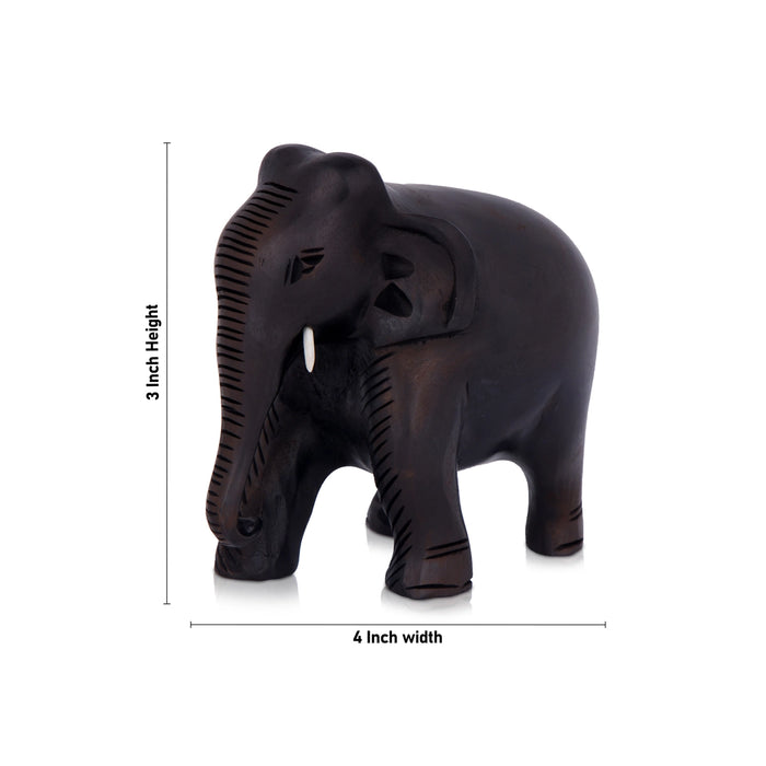 Elephant Statue - 3 x 4 Inches | Wooden Statue/ Colour Elephant Figurine/ Elephant Sculpture for Home
