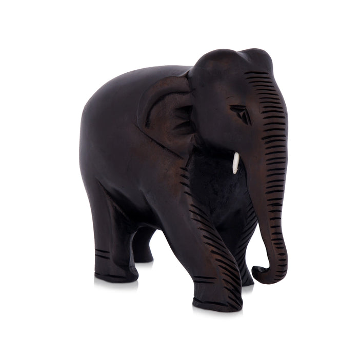 Elephant Statue - 3 x 4 Inches | Wooden Statue/ Colour Elephant Figurine/ Elephant Sculpture for Home