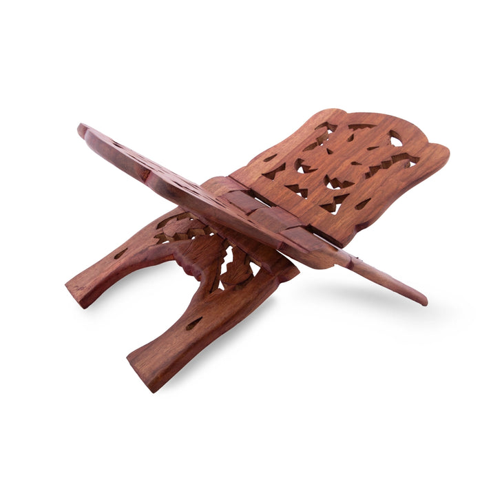 Rehal - 6 x 11 Inches | Angoori Design Hand Carved Rehal/ Wooden Holy Book Stand for Reading