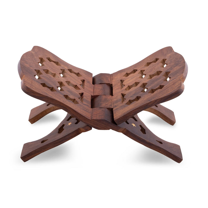 Wood Rehal - 6 x 12 Inches | Holy Book Stand/ Star Jali Design Book Holder Stand for Reading Purpose