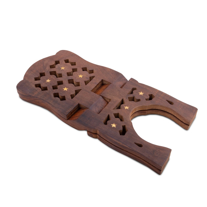 Wood Rehal - 6 x 12 Inches | Holy Book Stand/ Star Jali Design Book Holder Stand for Reading Purpose