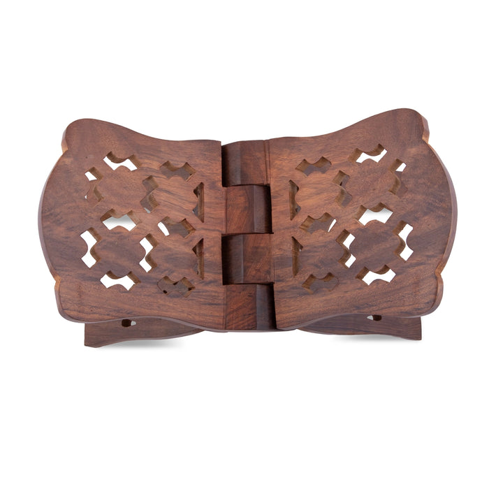 Wood Rehal - 6 x 12 Inches | Holy Book Stand/ Star Jali Design Book Holder Stand for Reading Purpose