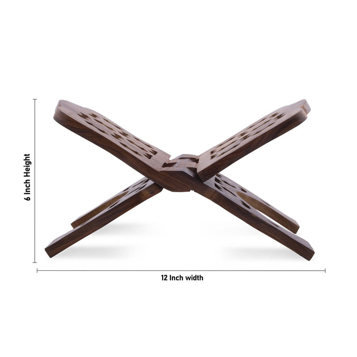 Wood Rehal - 6 x 12 Inches | Holy Book Stand/ Star Jali Design Book Holder Stand for Reading Purpose