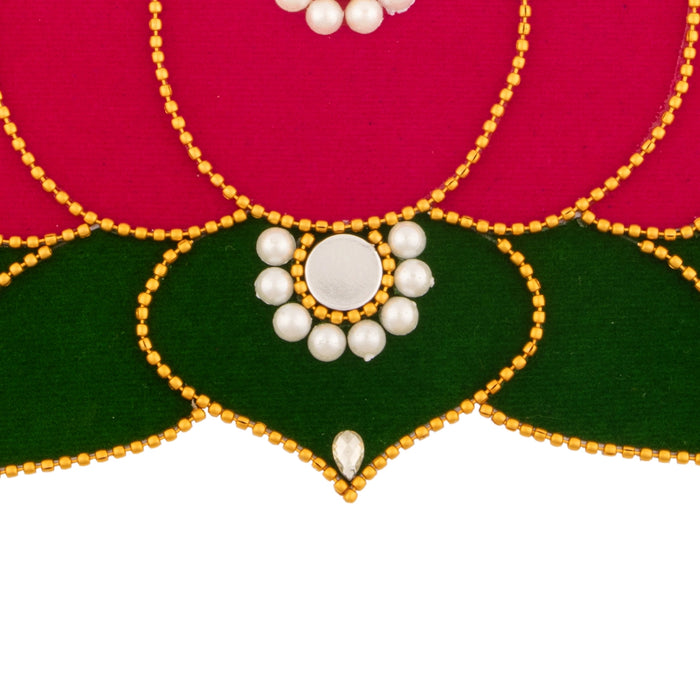 Lotus Design Rangoli - 6 x 8.5 Inches | Velvet Lotus Muggulu/ Artificial Lotus Rangoli for Pooja Room Decor