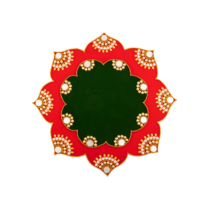 Diya Base Rangoli Design - 11 Inch | Muggulu/ Artificial Rangoli for Pooja Room Decor