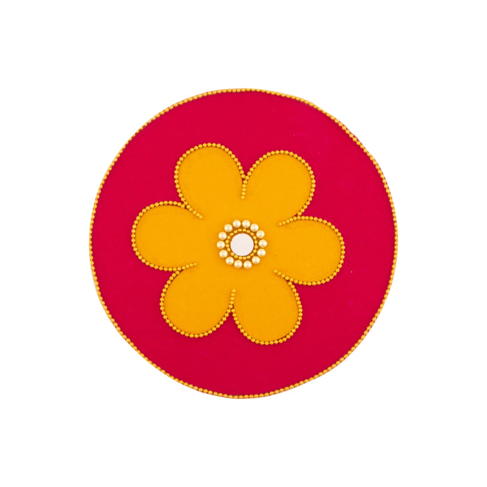 Rangoli Design Set - 6 Inches | 7 Pcs/ Velvet Muggulu Sticker/ Lotus Design Artificial Rangoli/ Kolam Sticker for Floor