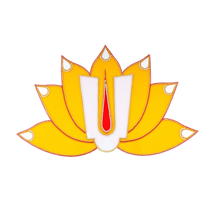 Rangoli Sticker - 9 x 15 Inches | Velvet Kolam Sticker/ Lotus Namam Design Muggulu Sticker for Pooja Decor