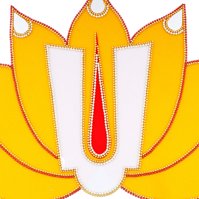 Rangoli Sticker - 9 x 15 Inches | Velvet Kolam Sticker/ Lotus Namam Design Muggulu Sticker for Pooja Decor