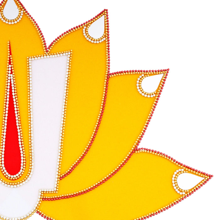 Rangoli Sticker - 9 x 15 Inches | Velvet Kolam Sticker/ Lotus Namam Design Muggulu Sticker for Pooja Decor