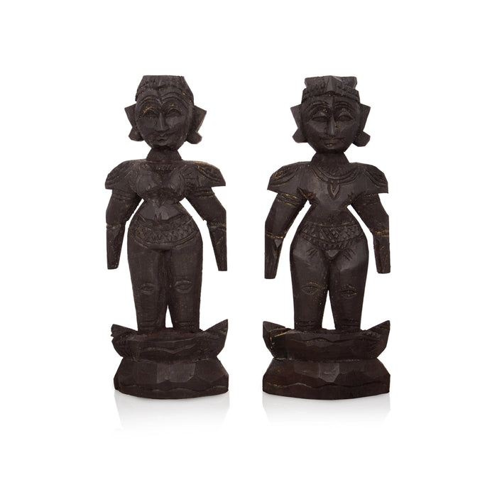 Marapachi Bommai Pair | Wooden Statue/ Marapachi Doll for Home Decor - 8 / Wood