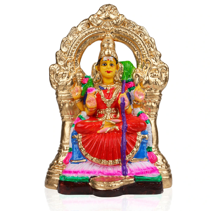 Kamakshi Idol With Arch Clay Golu Bommai - 9 X 6 Inches | Navratri Gombe/ Giri Golu Doll For Navaratri Decor
