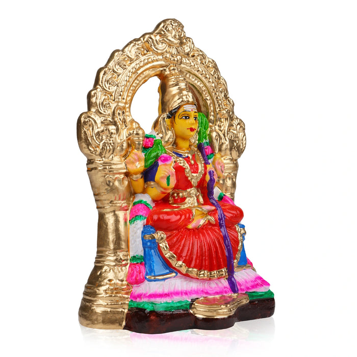 Kamakshi Idol With Arch Clay Golu Bommai - 9 X 6 Inches | Navratri Gombe/ Giri Golu Doll For Navaratri Decor