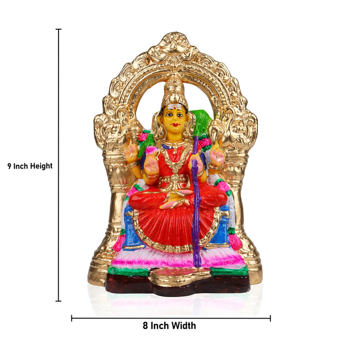Kamakshi Idol With Arch Clay Golu Bommai - 9 X 6 Inches | Navratri Gombe/ Giri Golu Doll For Navaratri Decor