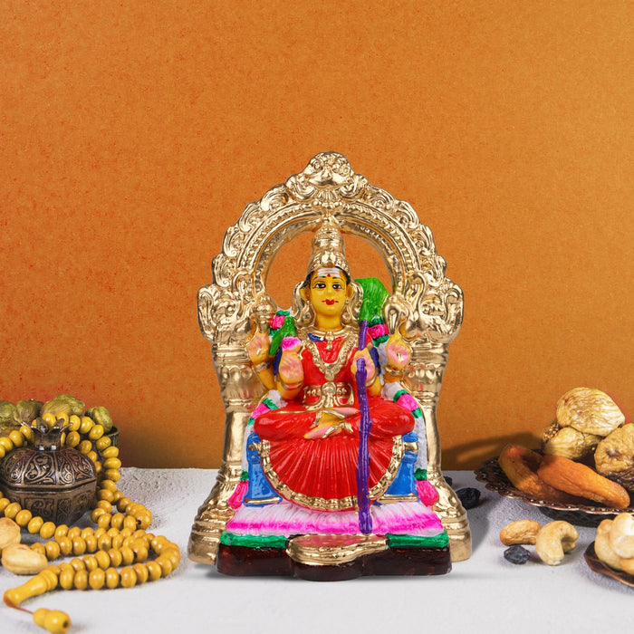 Kamakshi Idol With Arch Clay Golu Bommai - 9 X 6 Inches | Navratri Gombe/ Giri Golu Doll For Navaratri Decor
