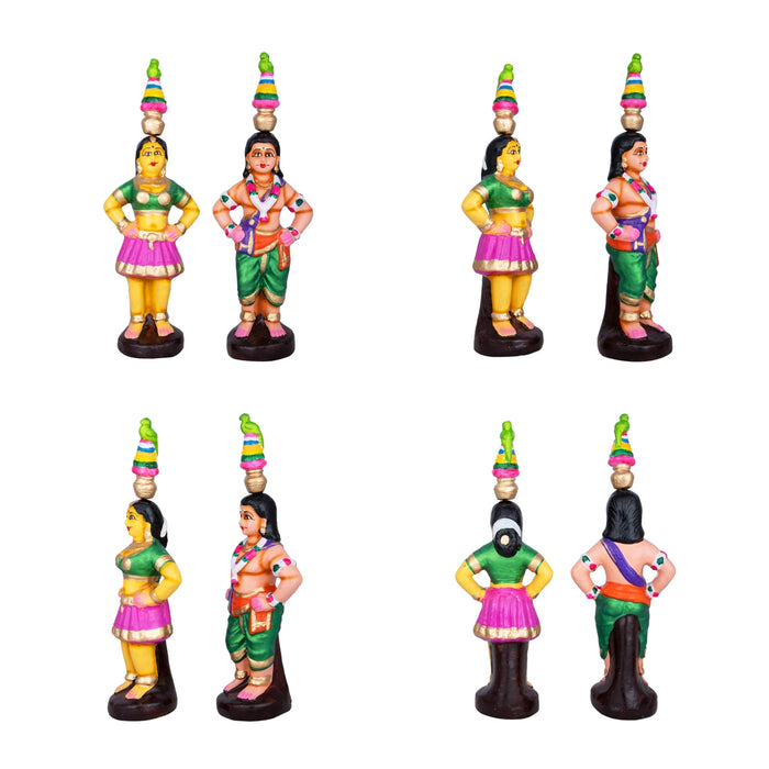Karakattam Folk Dance Clay Golu Bommai Set - 8 x 6 Inches | Giri Golu Doll/ Navaratri Golu Bomma/Gombe/Bommai