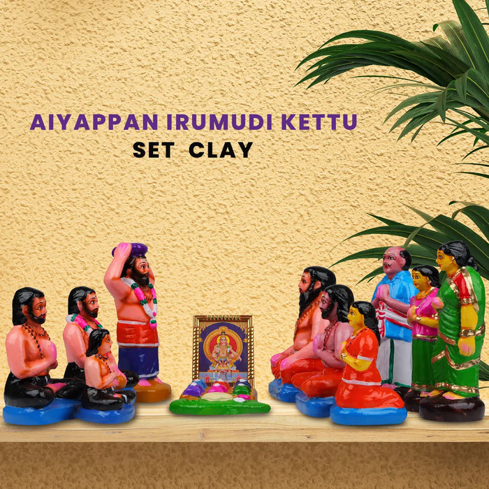Ayyappan Irumudi Kattu Clay Golu Bommai Set - 7 x 3.5 Inches | Giri Golu Doll/ Navaratri Golu Bomma/Gombe
